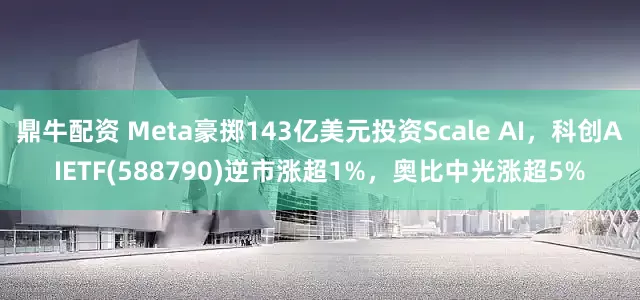 鼎牛配资 Meta豪掷143亿美元投资Scale AI，科创AIETF(588790)逆市涨超1%，奥比中光涨超5%